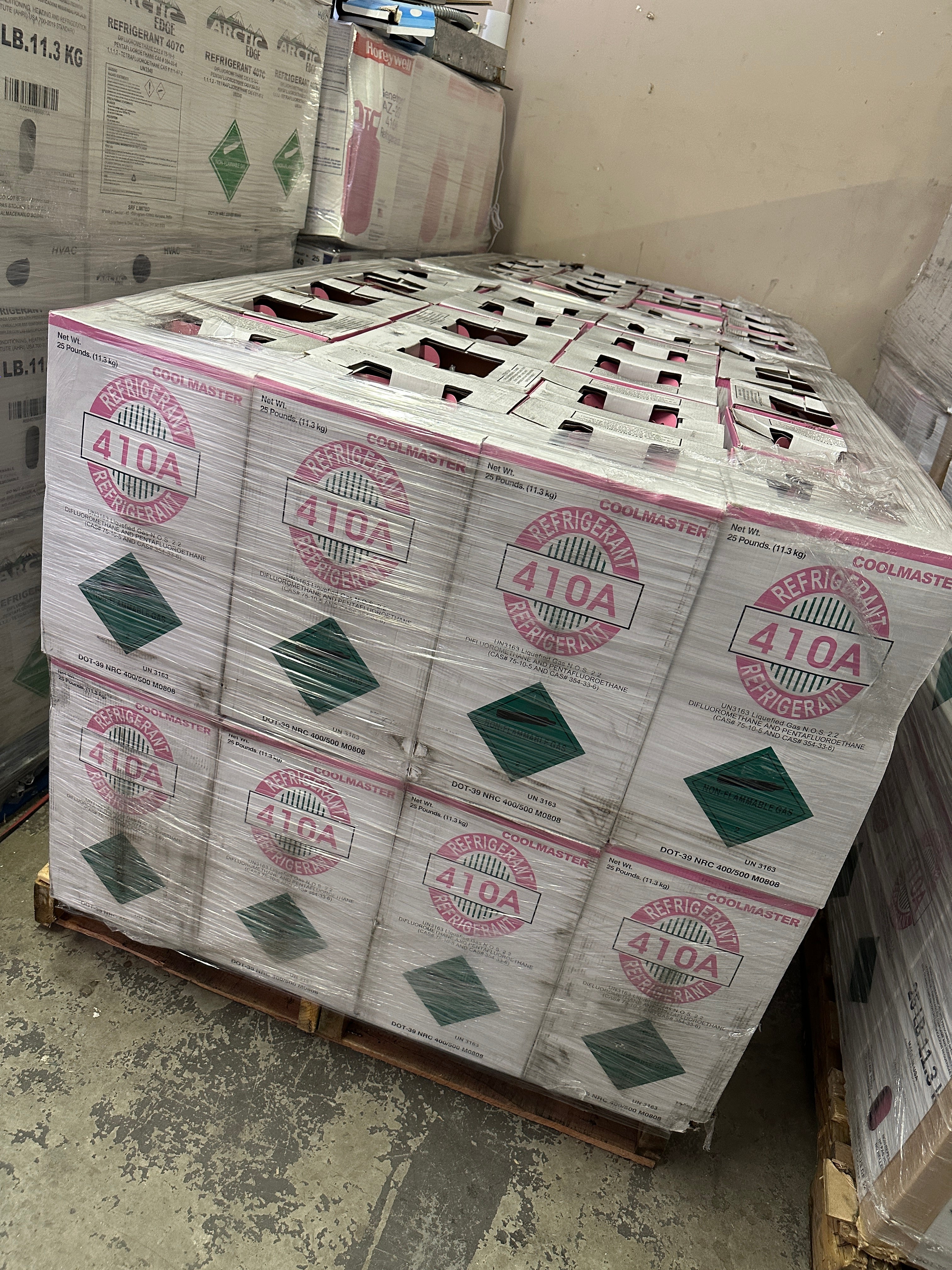 Full Pallet – 40 × 25lb R-410A Refrigerant, Free Freight