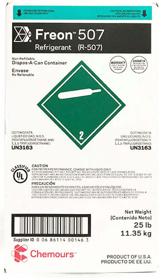 25lb R-507 Refrigerant, Commercial Refrigeration