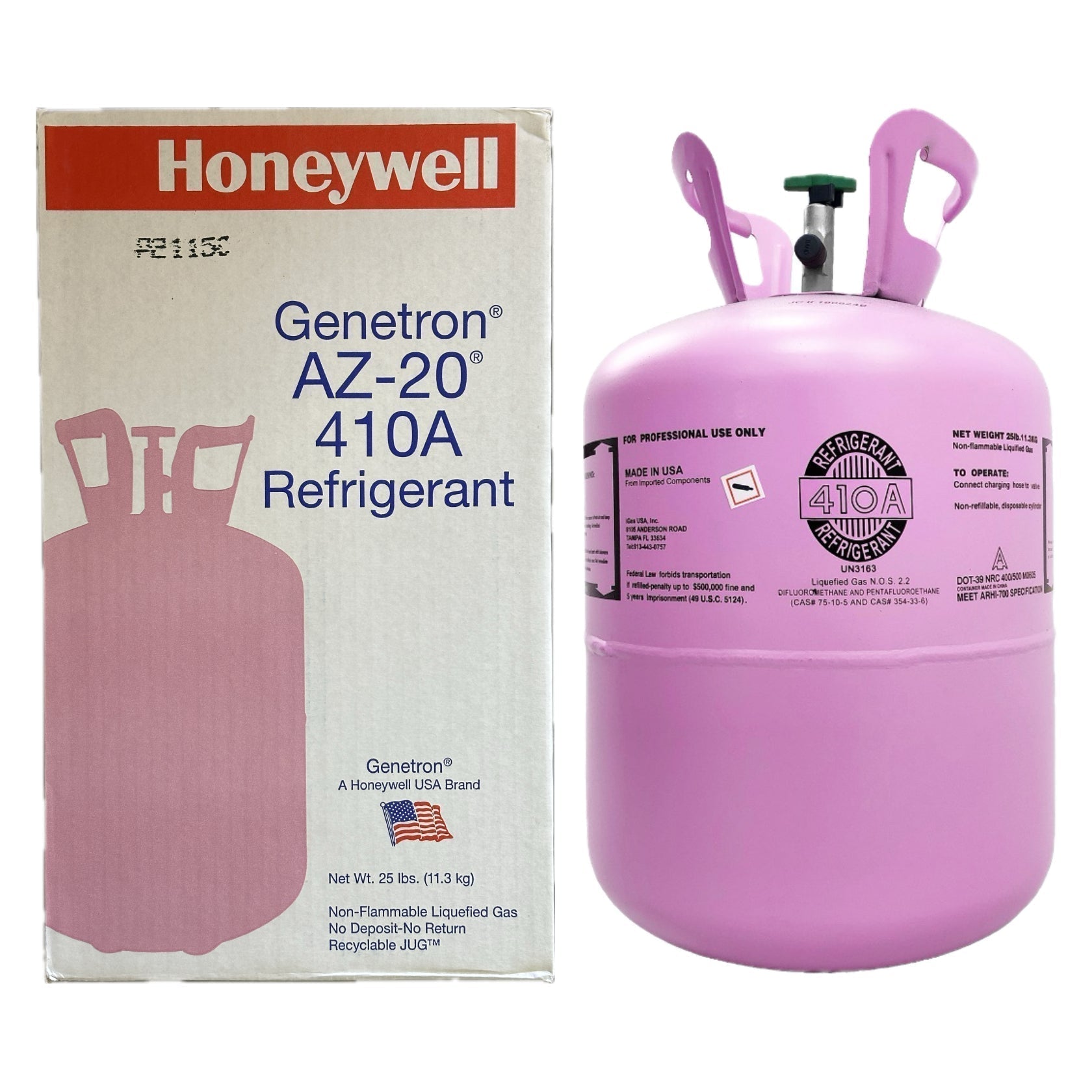 25lb Honeywell R-410A Refrigerant, Virgin Sealed – Made in USA